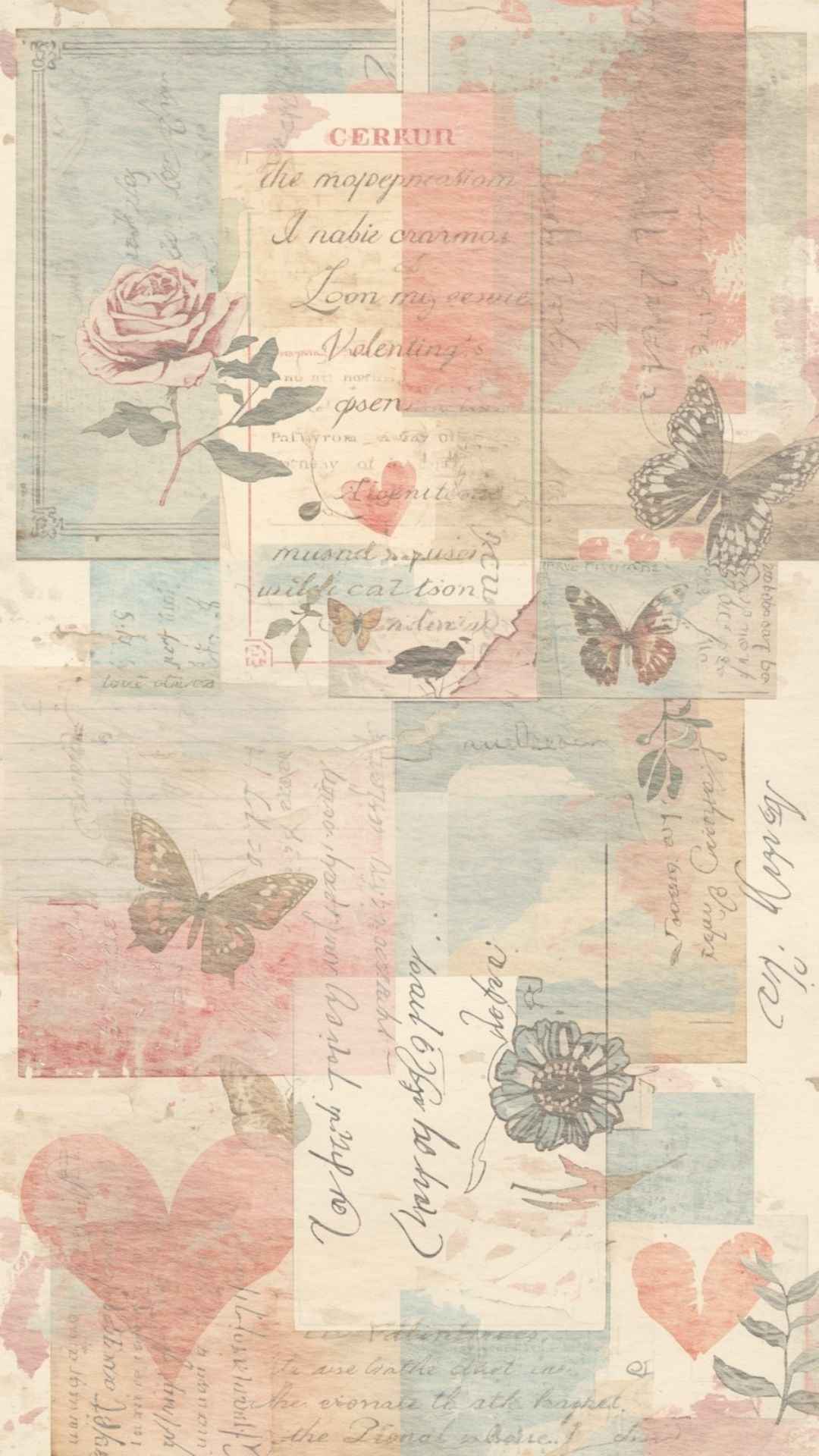 Vintage Floral Paper Phone Wallpapers | Set of 25