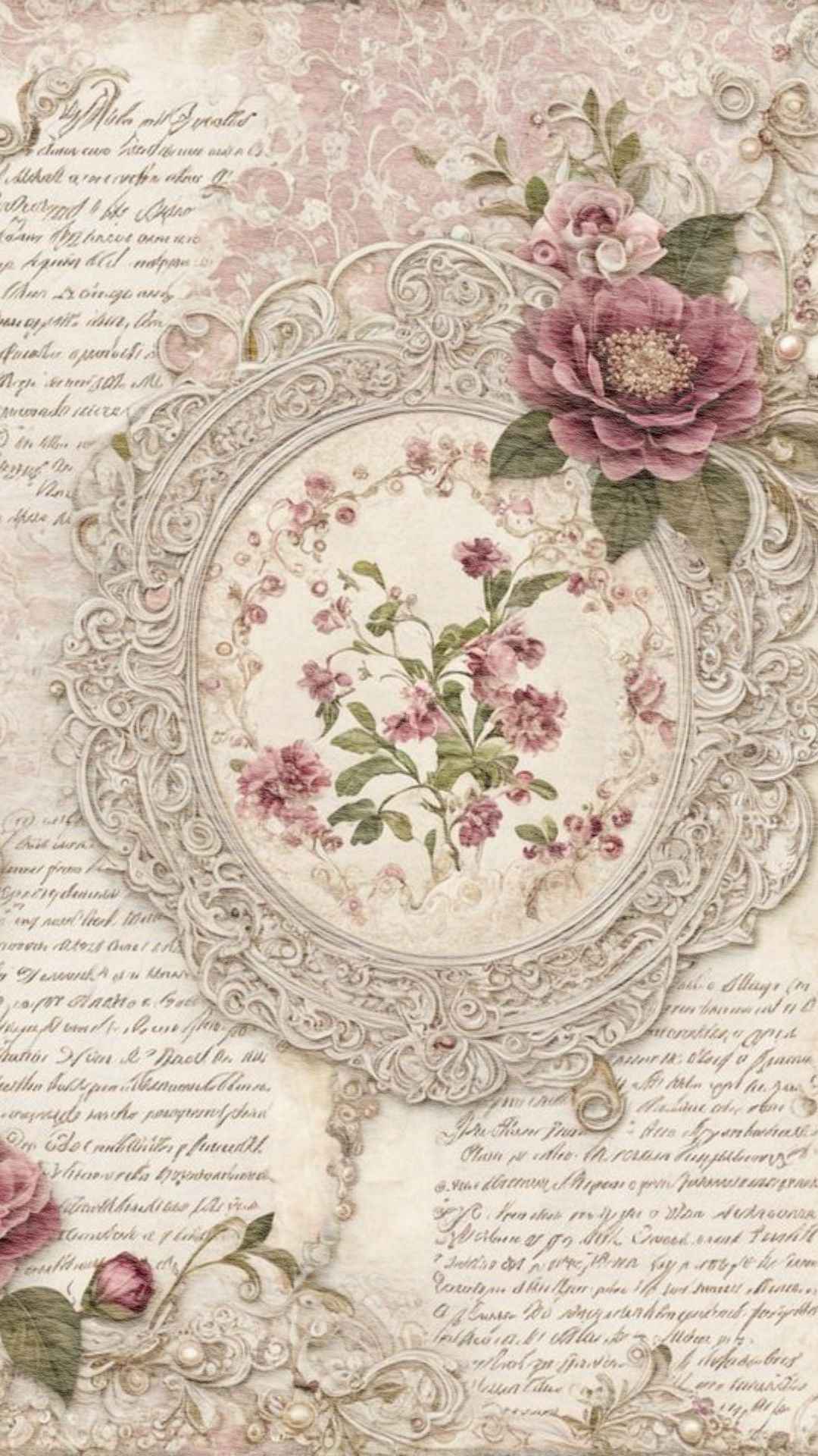 Vintage Floral Paper Phone Wallpapers | Set of 25