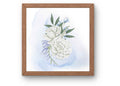 Printable Wall Art | Watercolor| White Peonies | Blue Background |