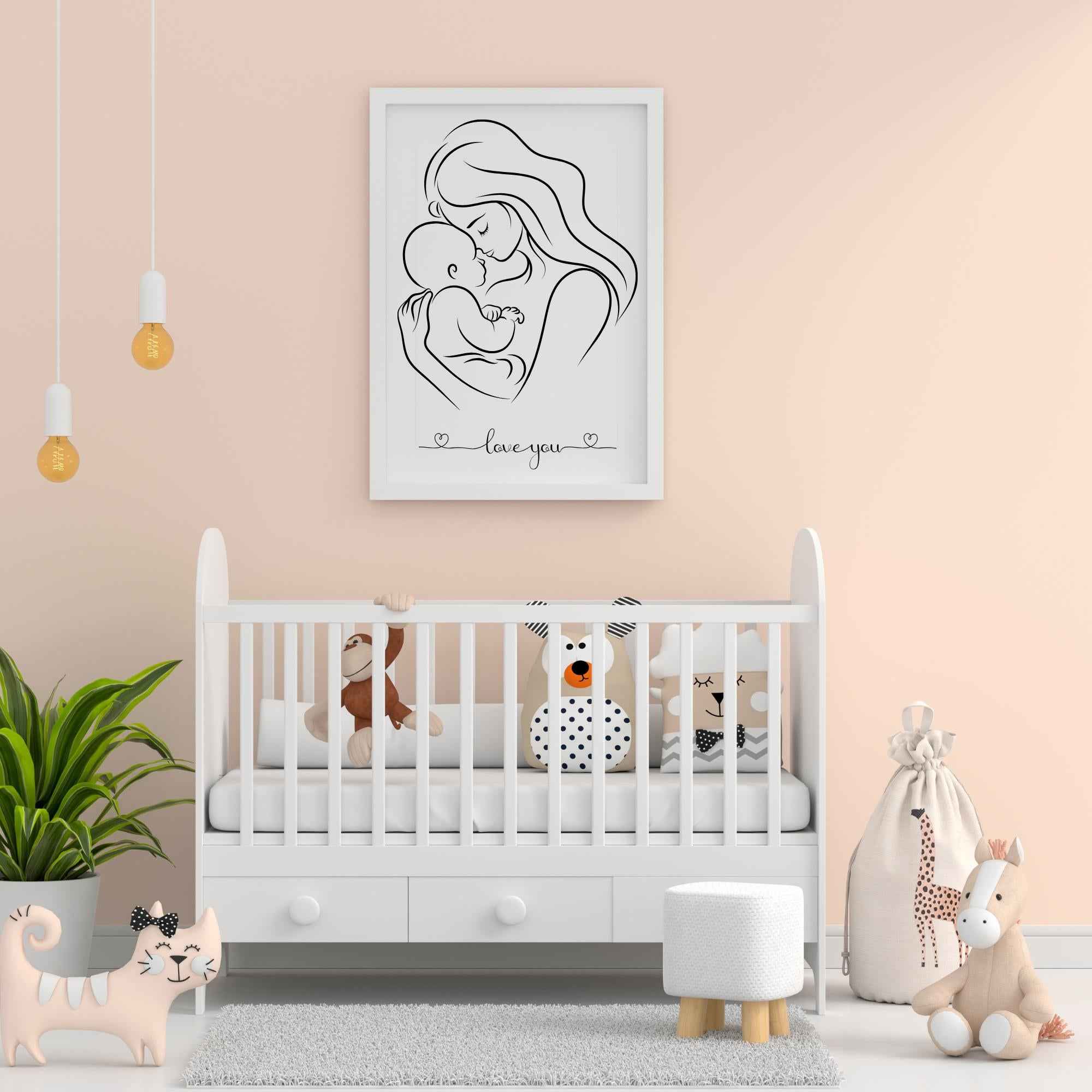 Line Art | Mom and Baby | Multiple Aspect Ratios