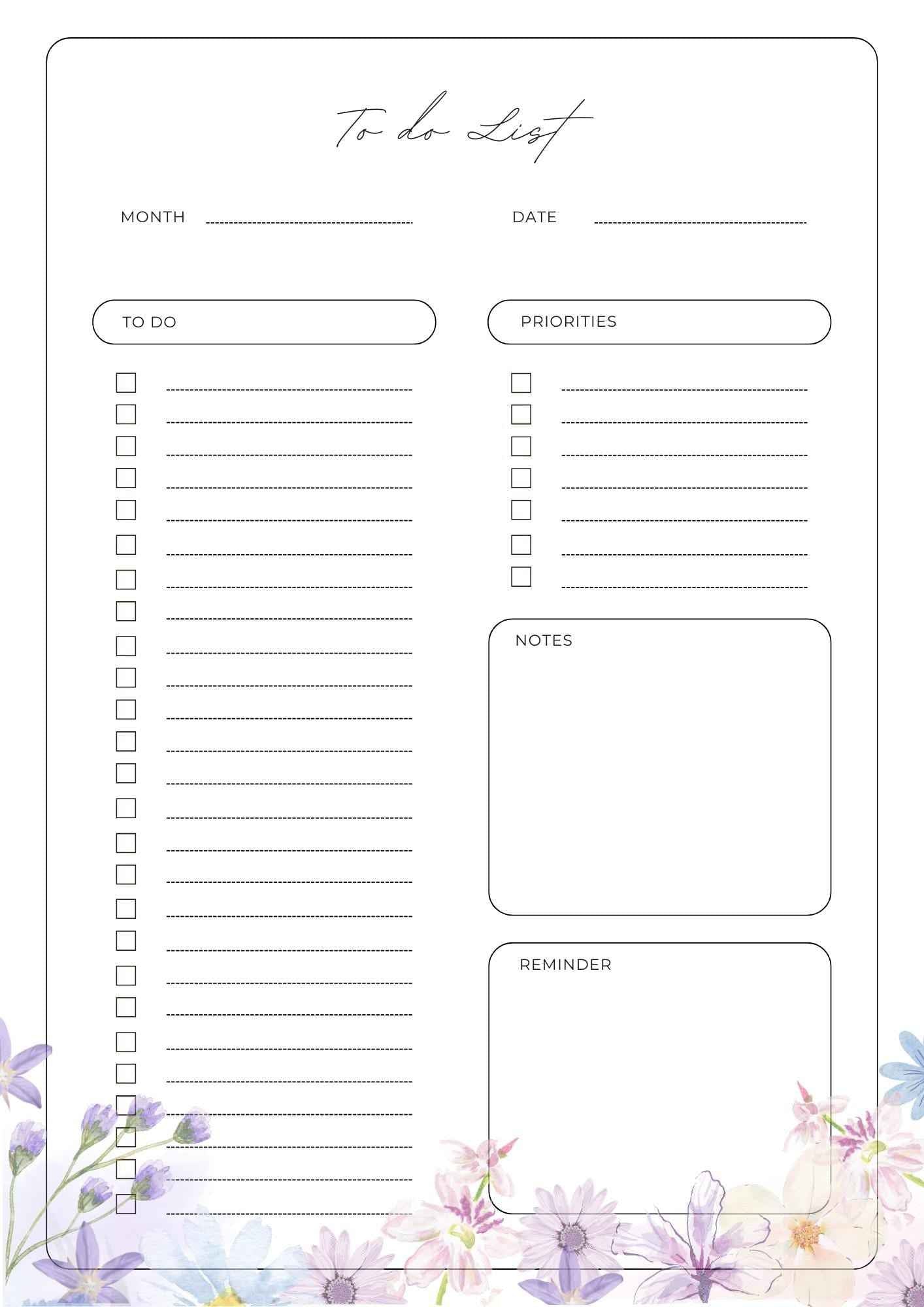 Pastel Floral Daily & Weekly Planner: Printable A4 Organizer (6 Pages) Floral Daily Planner, Digital Planner Pages, Printable Floral Planner Pages