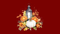Fall Lantern and Pumpkins Desktop Wallpaper | Set of 4