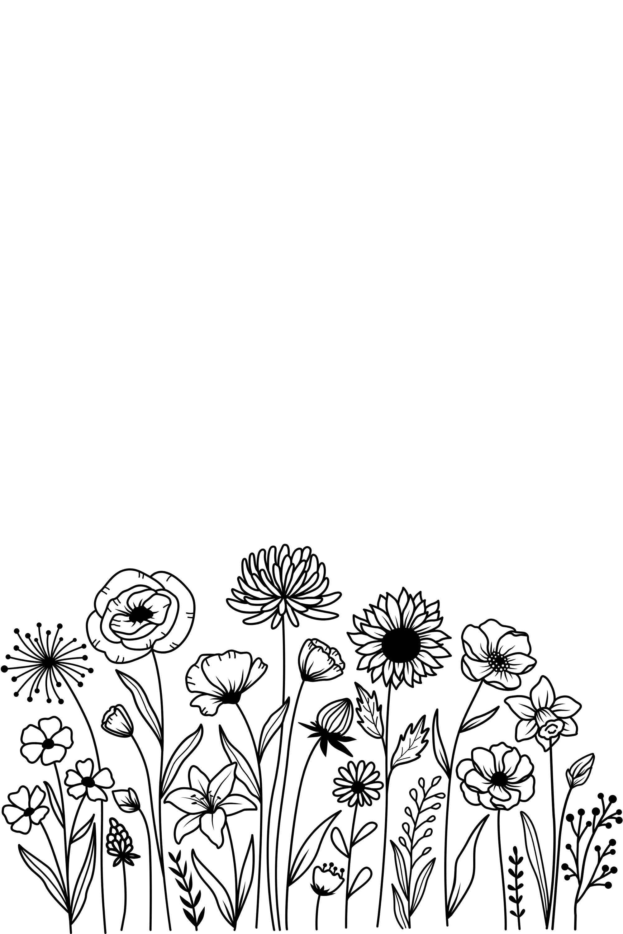 Line Art | Flowers | Multiple Aspect Ratios