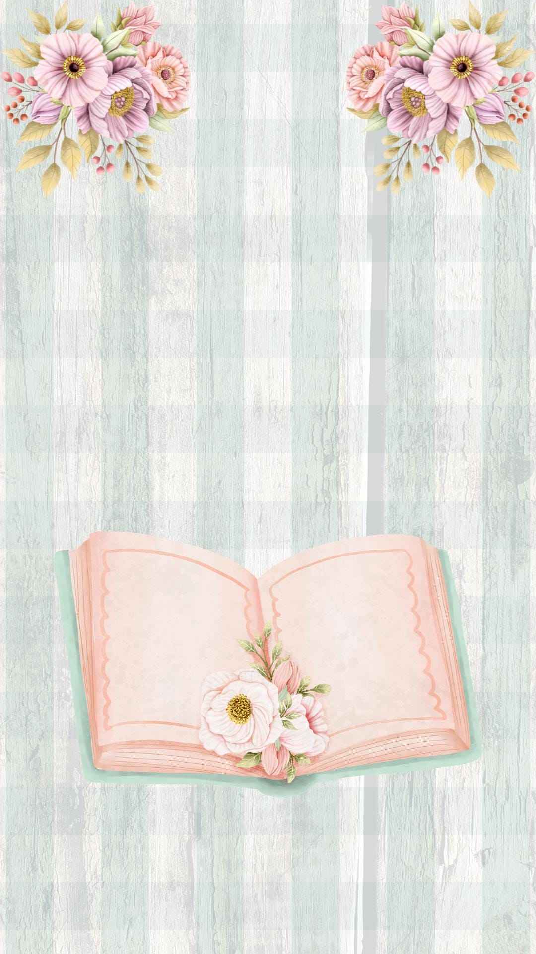 Set of 5 | Watercolor Books and Flowers Phone Wallpaper | IOS | Android