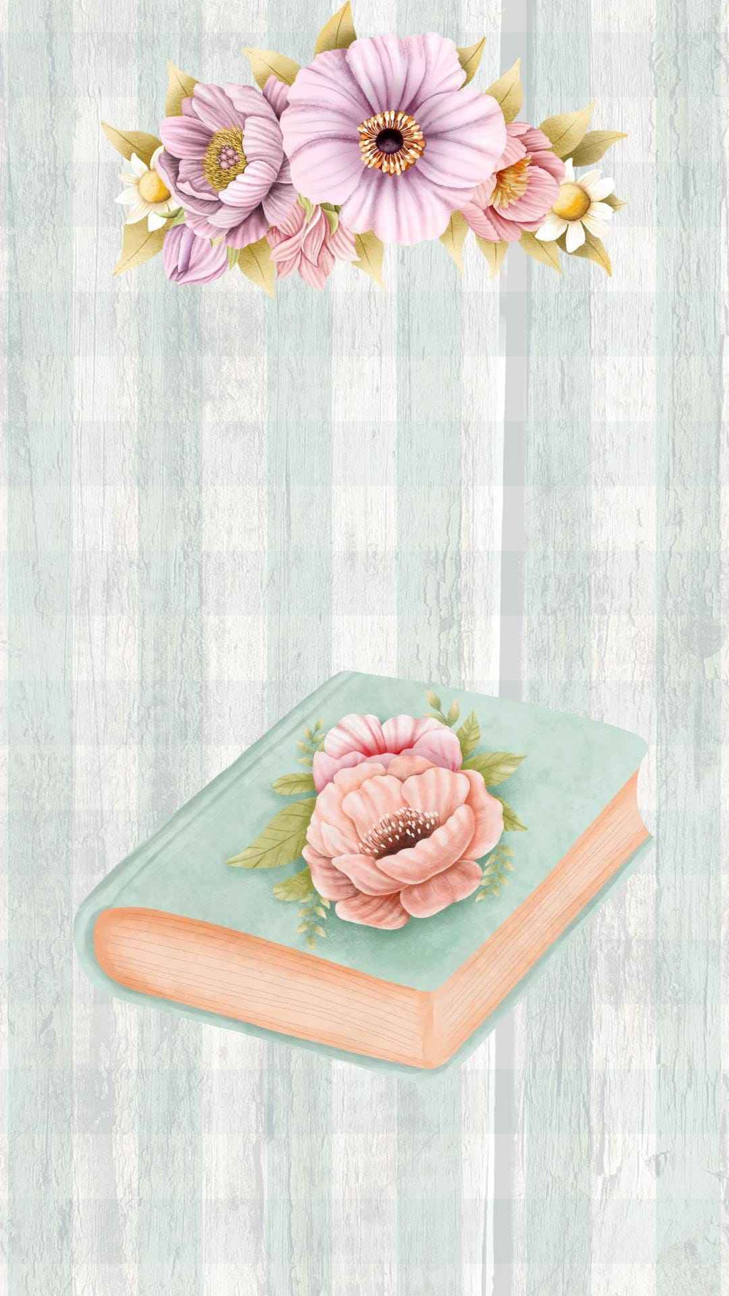 Set of 5 | Watercolor Books and Flowers Phone Wallpaper | IOS | Android