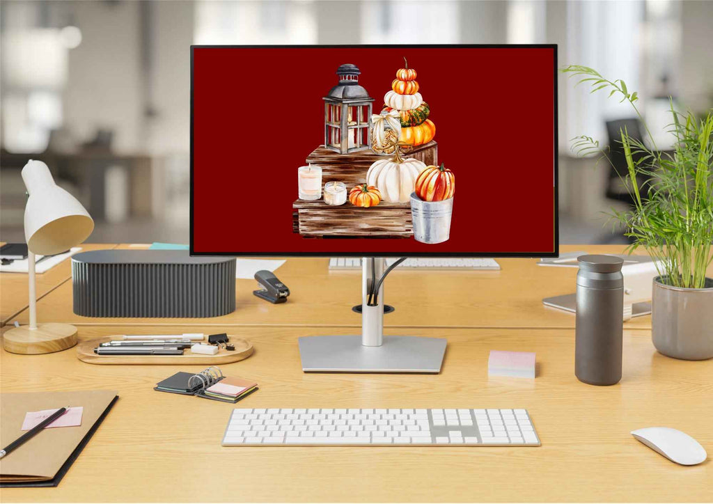 Fall Lantern and Pumpkins Desktop Wallpaper | Set of 4