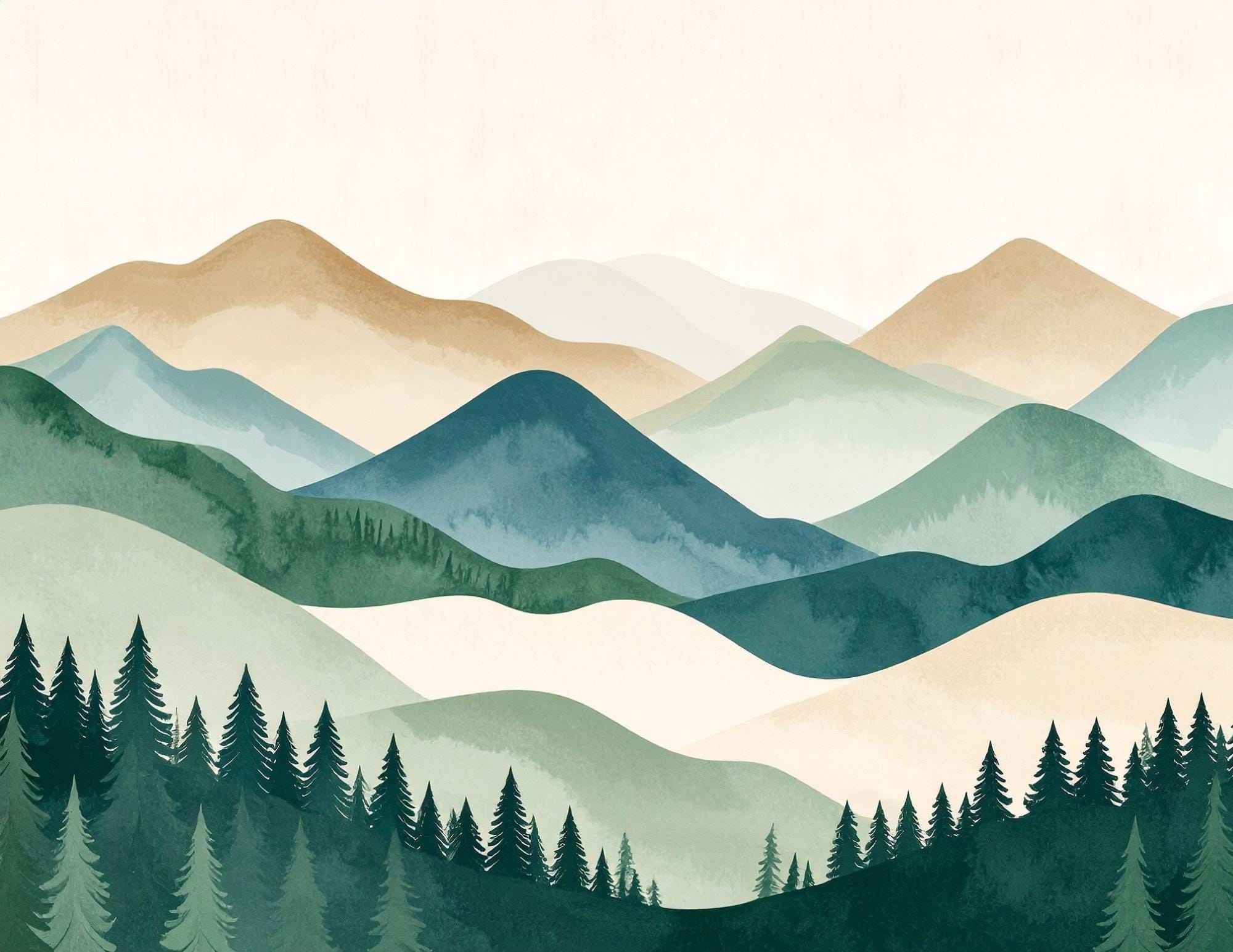 Misty Mountains | Set of 4 | Printable Wall Art | Available in Multiple Aspect Ratios