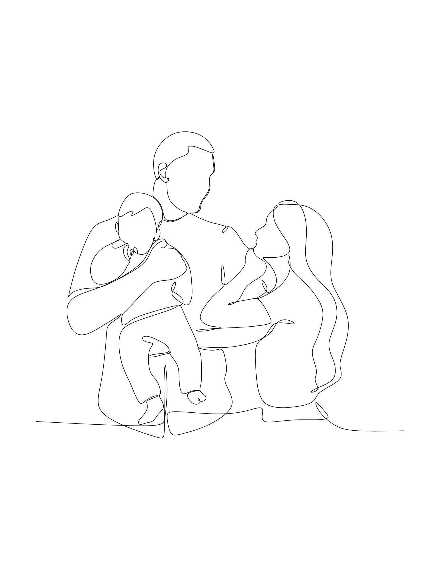 Line Art Family Portraits | Multiple Aspect Ratios