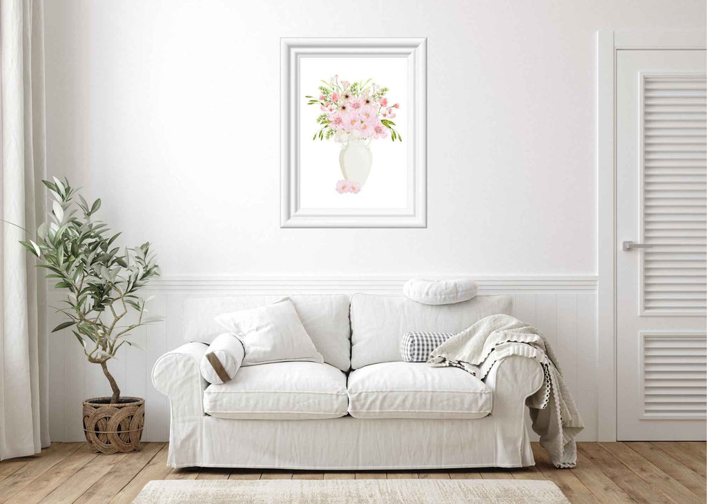 Pink Watercolor Floral arrangement | Printable Wall Art