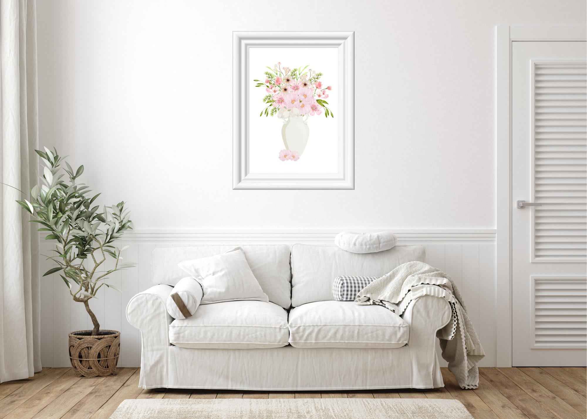 Pink Watercolor Floral arrangement | Printable Wall Art