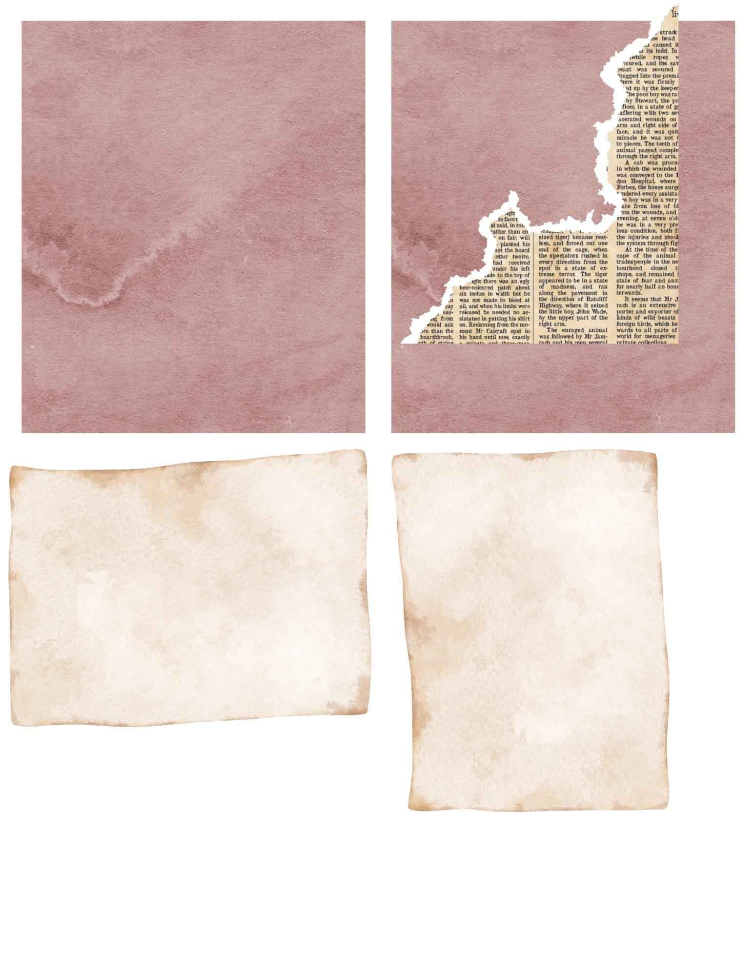 Vintage Junk Journal Stickers: Print & Cut Graphics (8.5x11)