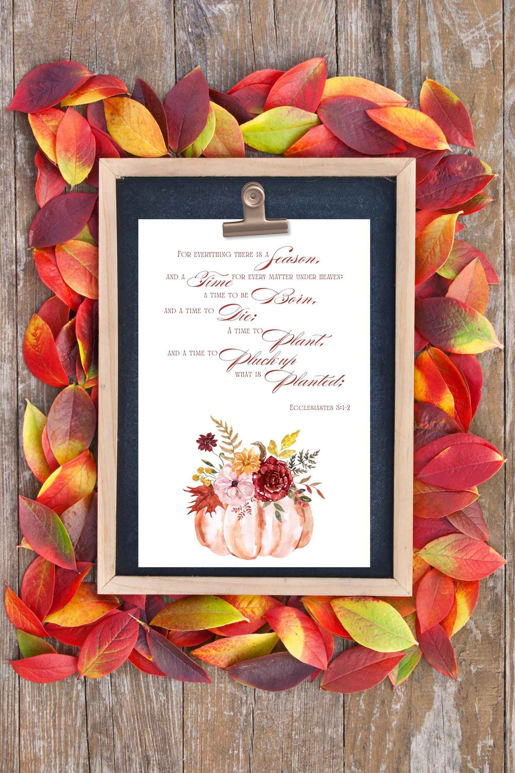 Fall Pumpkin Printable | Ecclesiastes 3:1-2 | Includes Multiple Aspect Ratios
