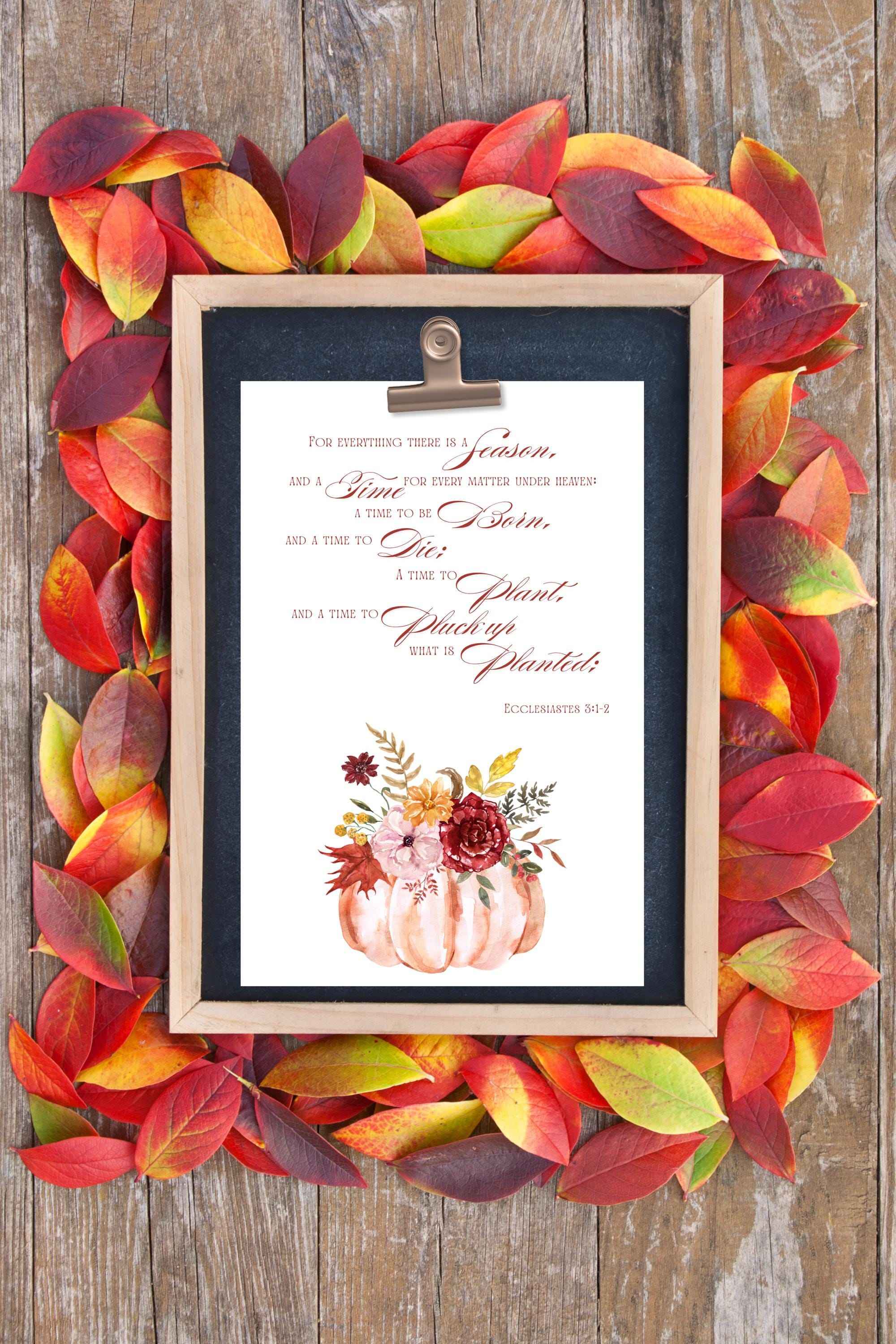 Fall Pumpkin Printable | Ecclesiastes 3:1-2 | Includes Multiple Aspect Ratios
