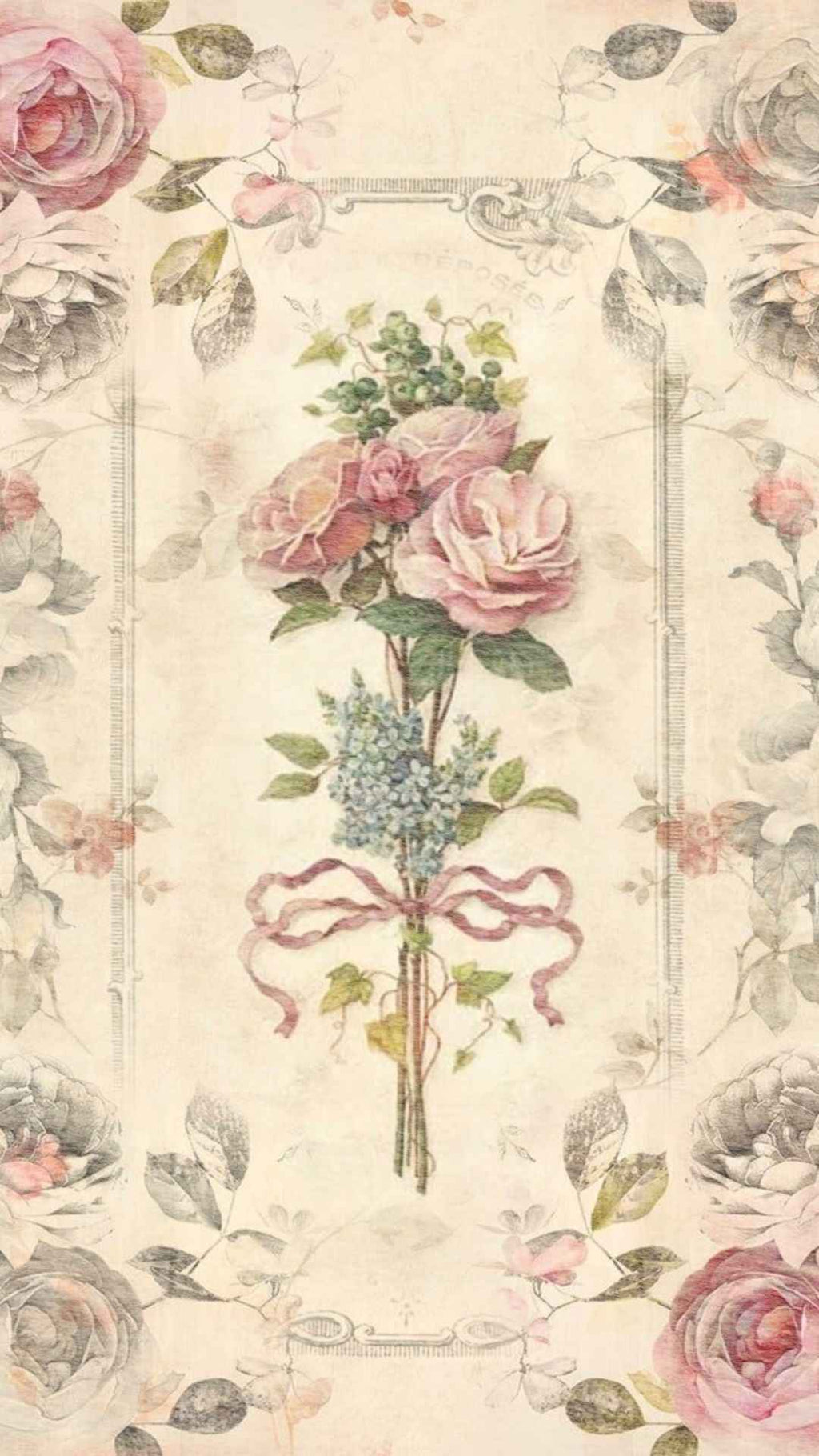 Vintage Floral Paper Phone Wallpapers | Set of 25