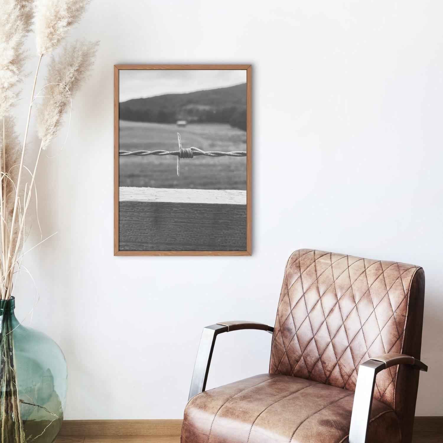 Barbed Wire Print: Rustic Western Landscape Wall Art