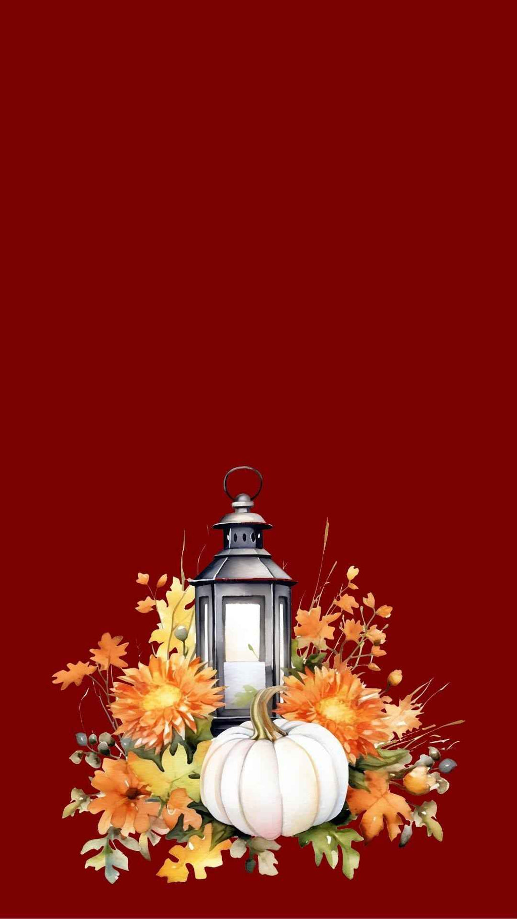 Set of 4 Fall Lanterns and Pumpkins Phone Wallpapers | iOS and Android