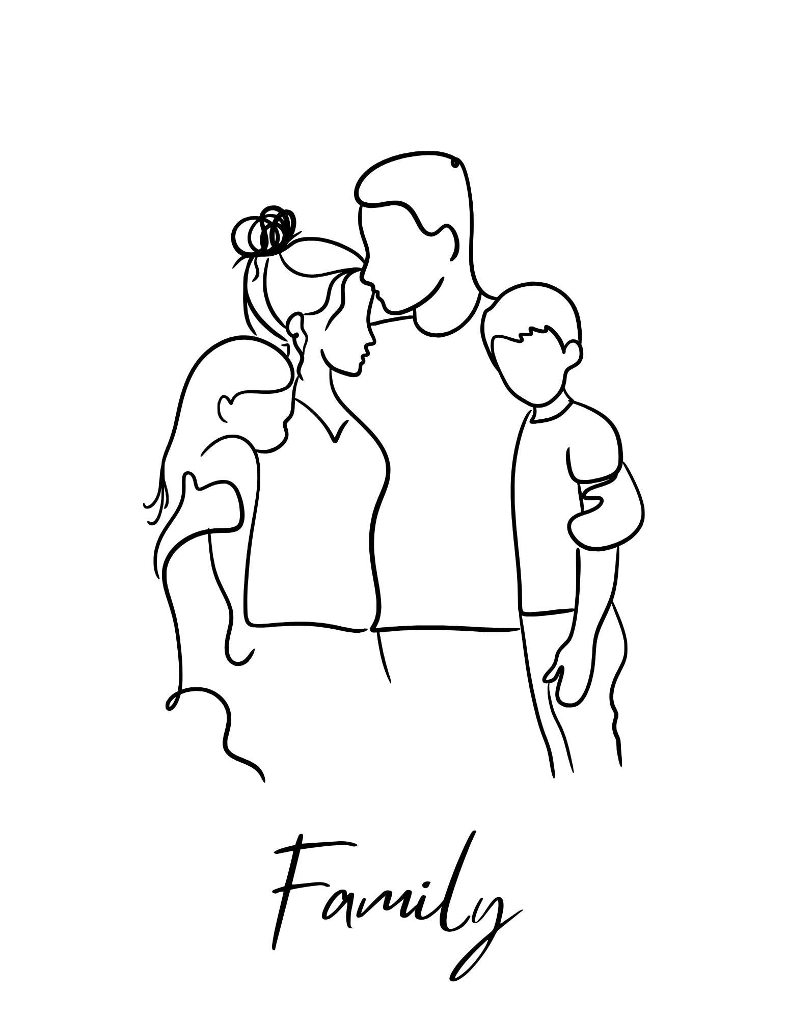 Line Art Family Portraits | Multiple Aspect Ratios