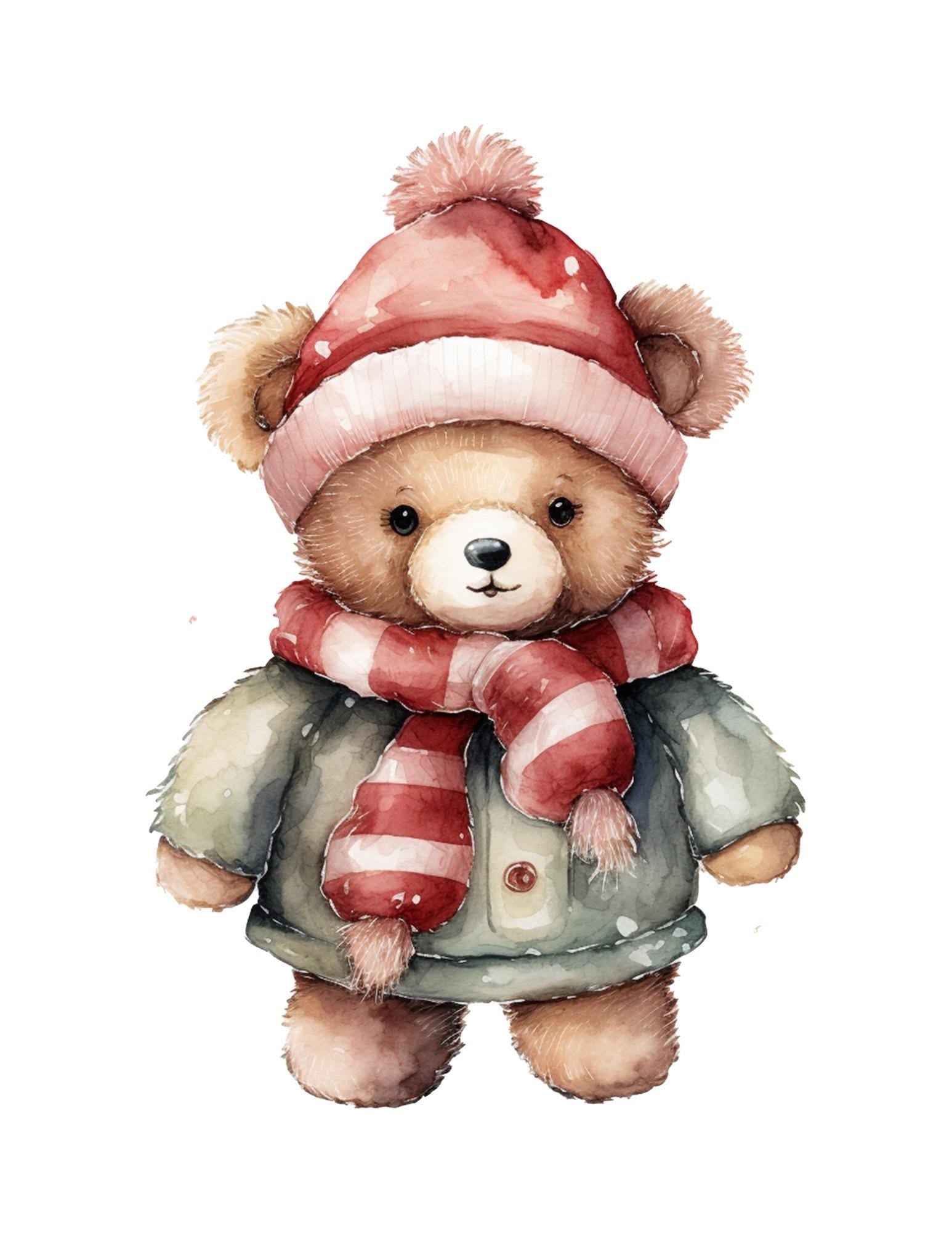 Snowman and Bear | Christmas Printable Wall Art | Multiple Aspect Ratios