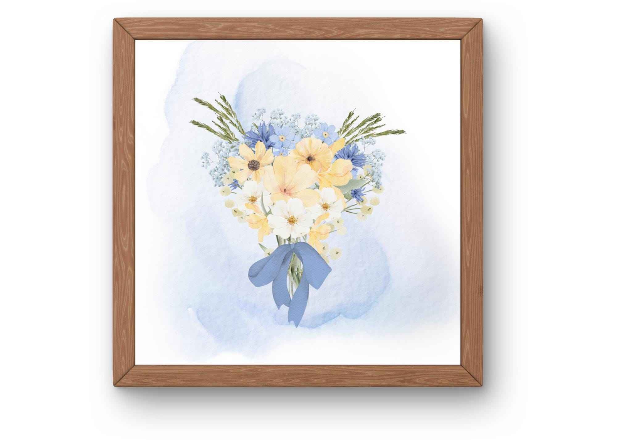 Blue and Yellow Watercolor Bouquet | Printable Wall Art