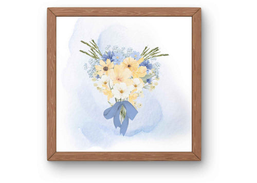 Blue and Yellow Watercolor Bouquet | Printable Wall Art