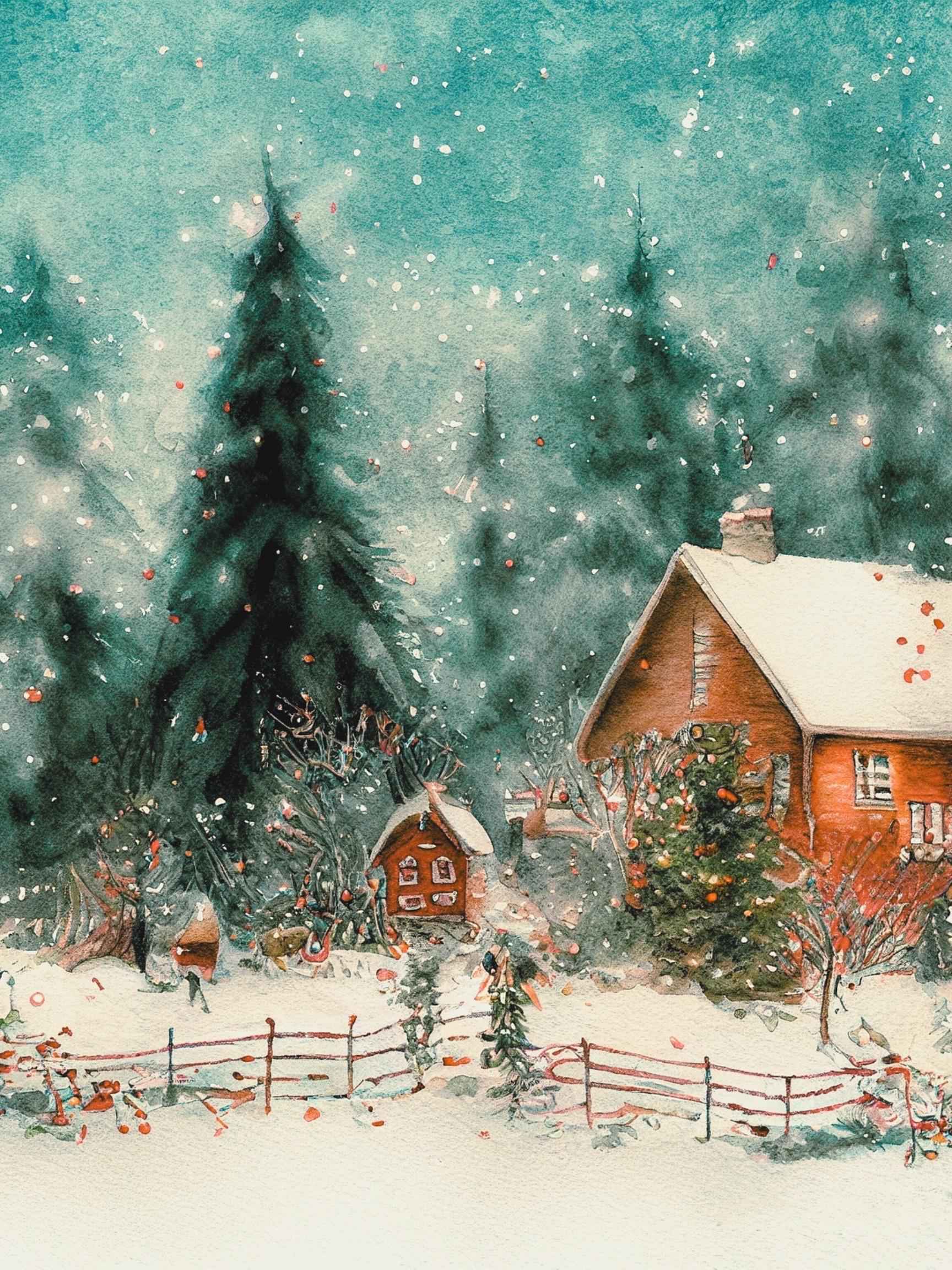 Vintage Winter Homestead | Set of 2 | Christmas Printable Wall Art | Multiple Aspect Ratios