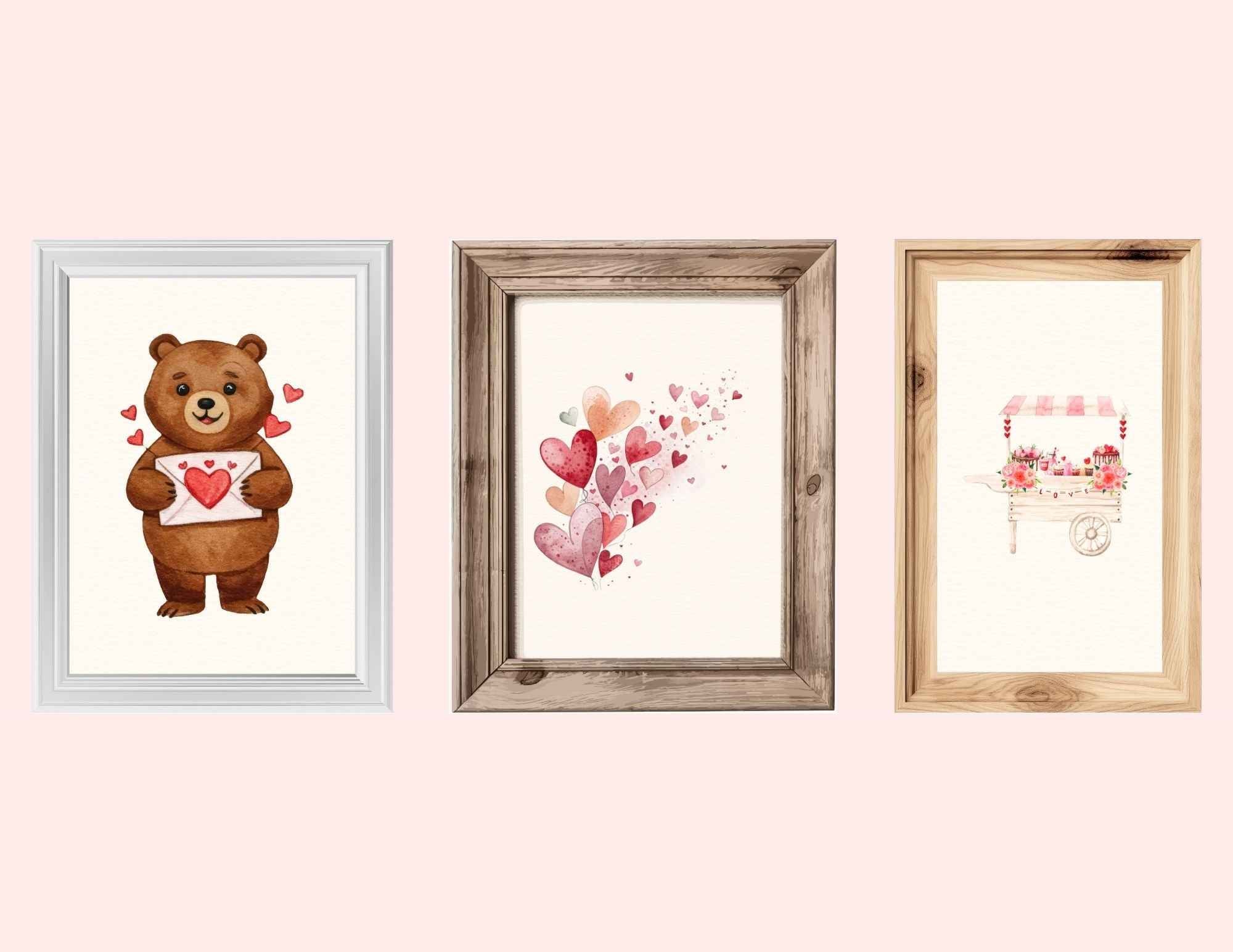 Watercolor Valentines Prints | JPG| PNG | PDF | Multiple Aspect Ratios, Cute Aesthetic Watercolor Graphics, Printable Watercolor Valentines Wall Art, Digital Download Wall Art, DIY Card Graphics