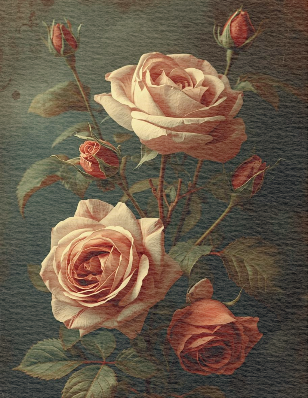 Doves and Roses Valentines Art | JPG | PNG | PDF | Multiple Aspect Ratios, Vintage Valentines Wall Art, Vintage Roses and Doves Image, Craft Paper,