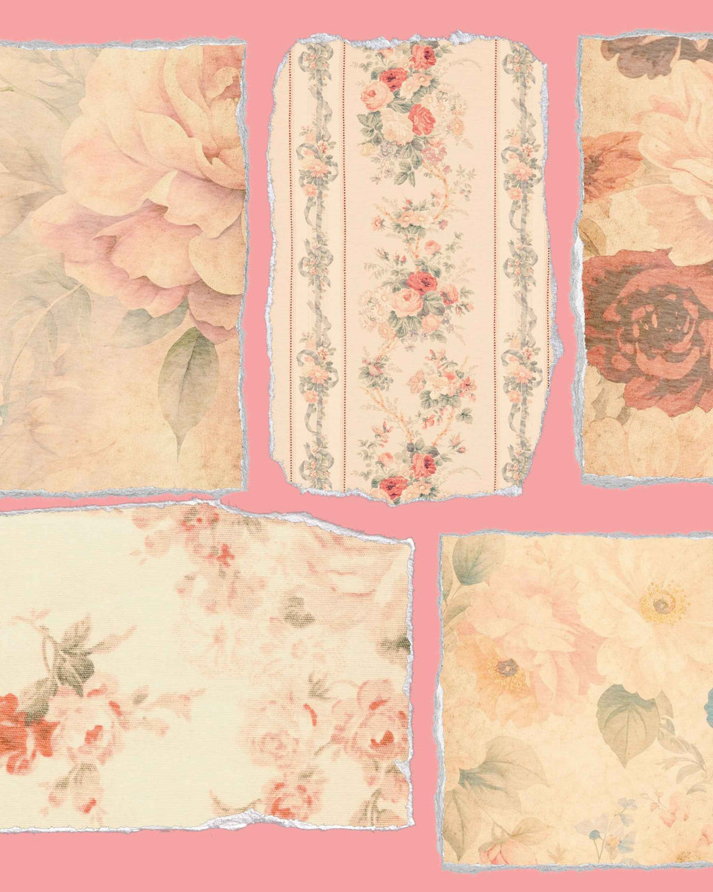 Vintage Floral Paper | Set of 25 | JPEG | PDF |