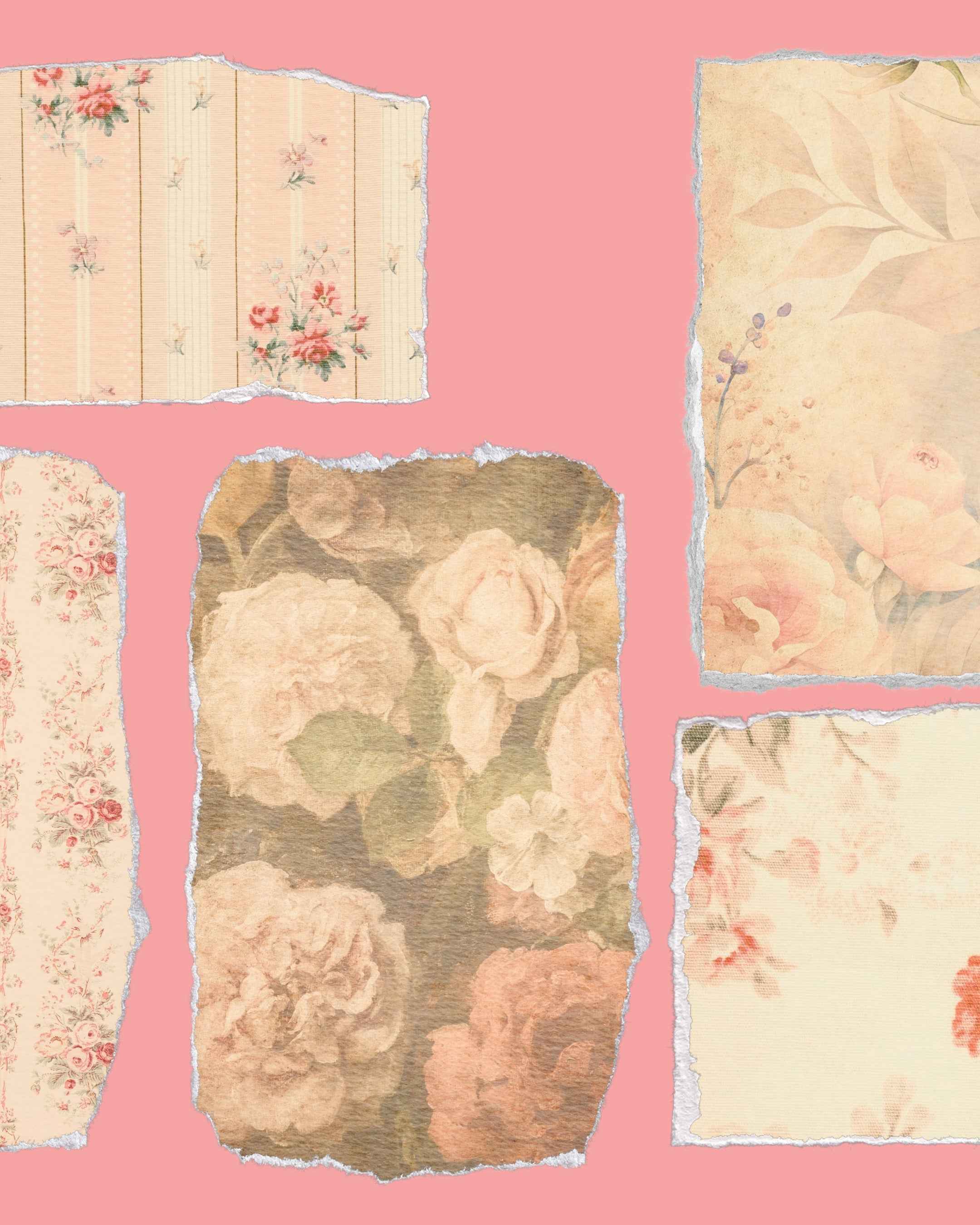 Vintage Floral Paper | Set of 25 | JPEG | PDF |