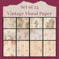 Vintage Floral Paper | Set of 25 | JPEG | PDF |