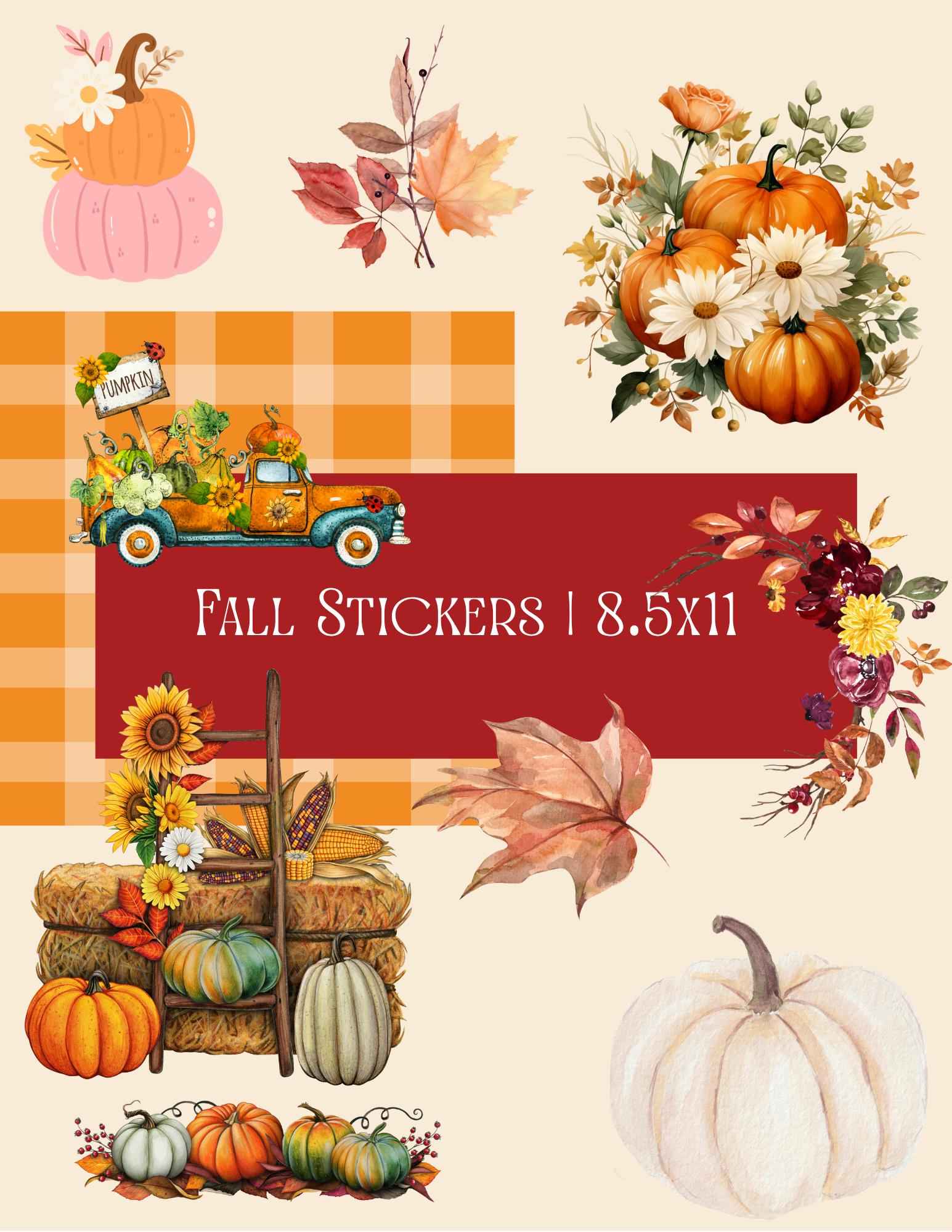 Assorted Styles Fall Pumpkins Print and Cut Stickers | 8.5x11