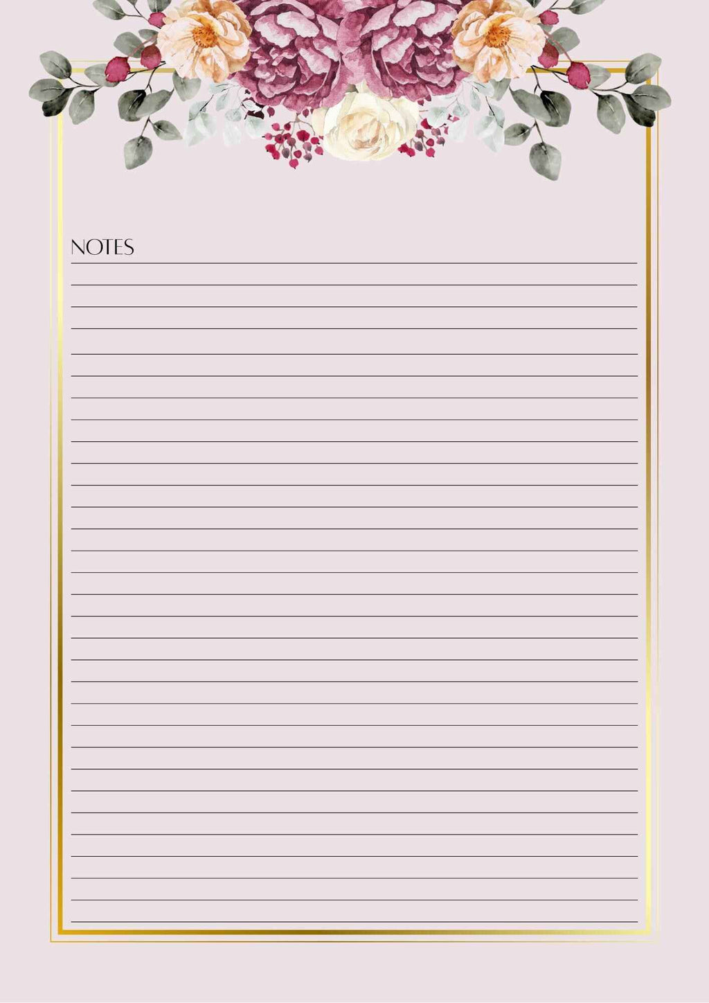 Pink and Gold Floral Day Planner Set: Weekly Calendar (Digital Download) | A4 | 6x9