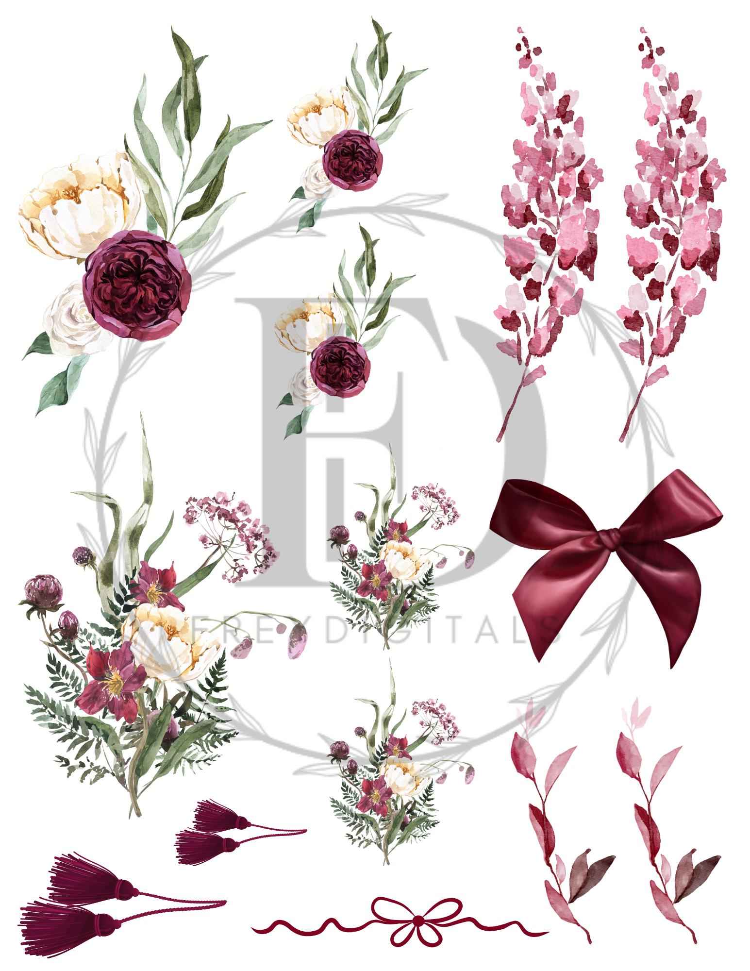 4 Pages Burgundy Print and Cut Stickers | 8.5x11