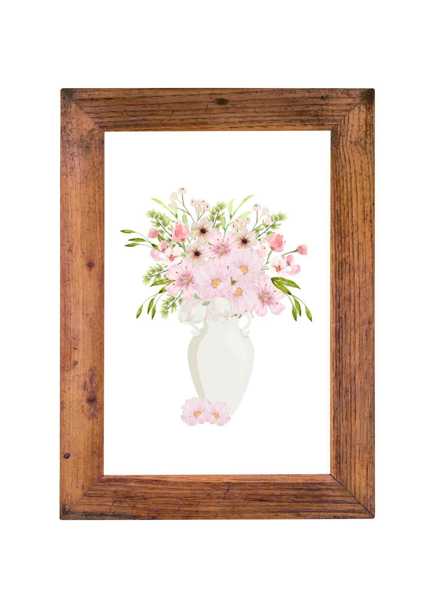 Pink Watercolor Floral arrangement | Printable Wall Art