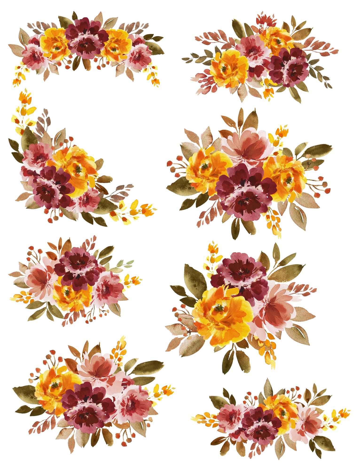 9 Pages Burgundy Floral Print and Cut Stickers | 8.5x11