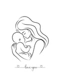 Line Art Mom and Baby | Multiple Aspect Ratios