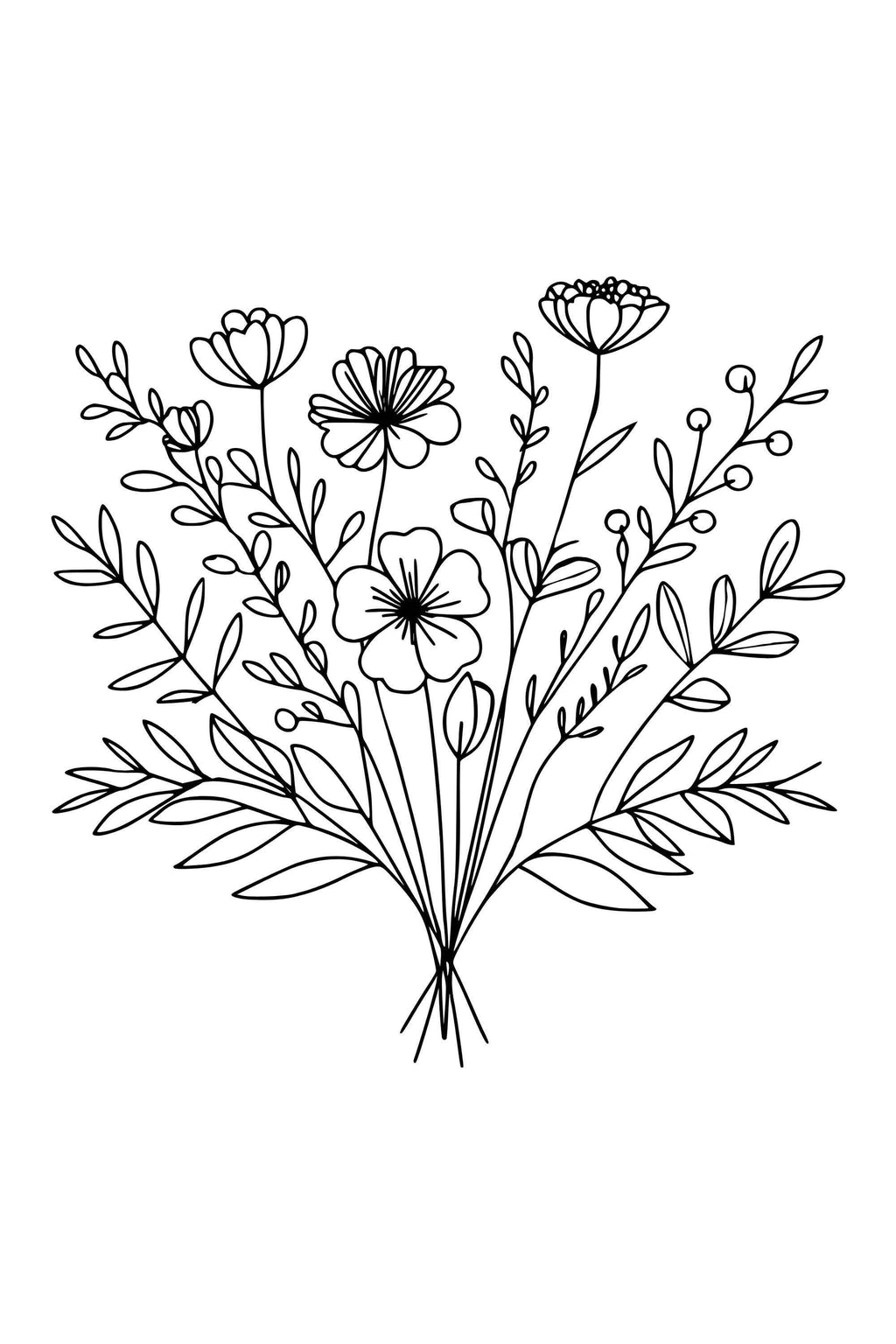 Line Art | Flowers | Multiple Aspect Ratios