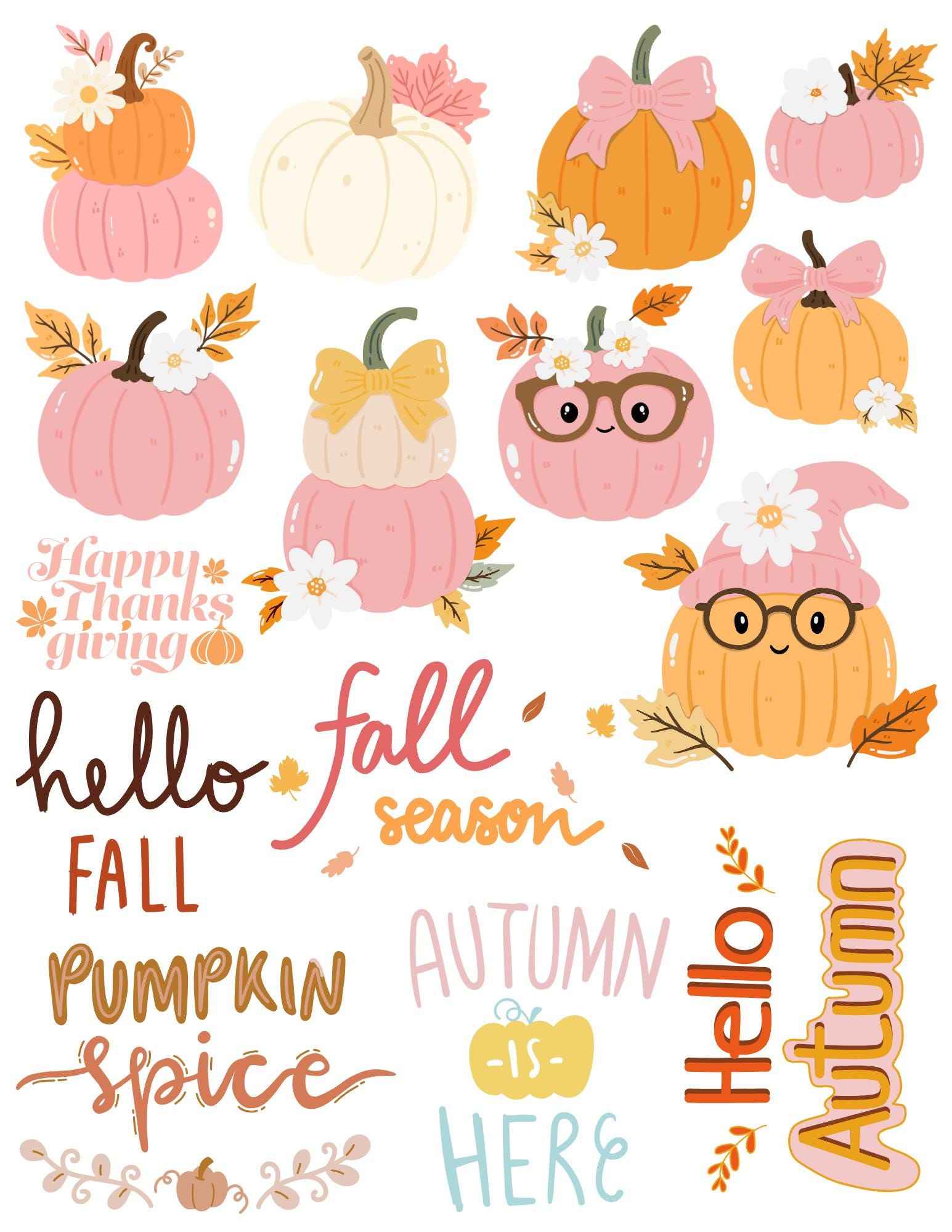 Assorted Styles Fall Pumpkins Print and Cut Stickers | 8.5x11