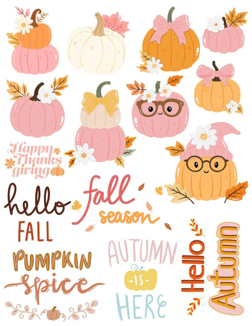Assorted Styles Fall Pumpkins Print and Cut Stickers | 8.5x11