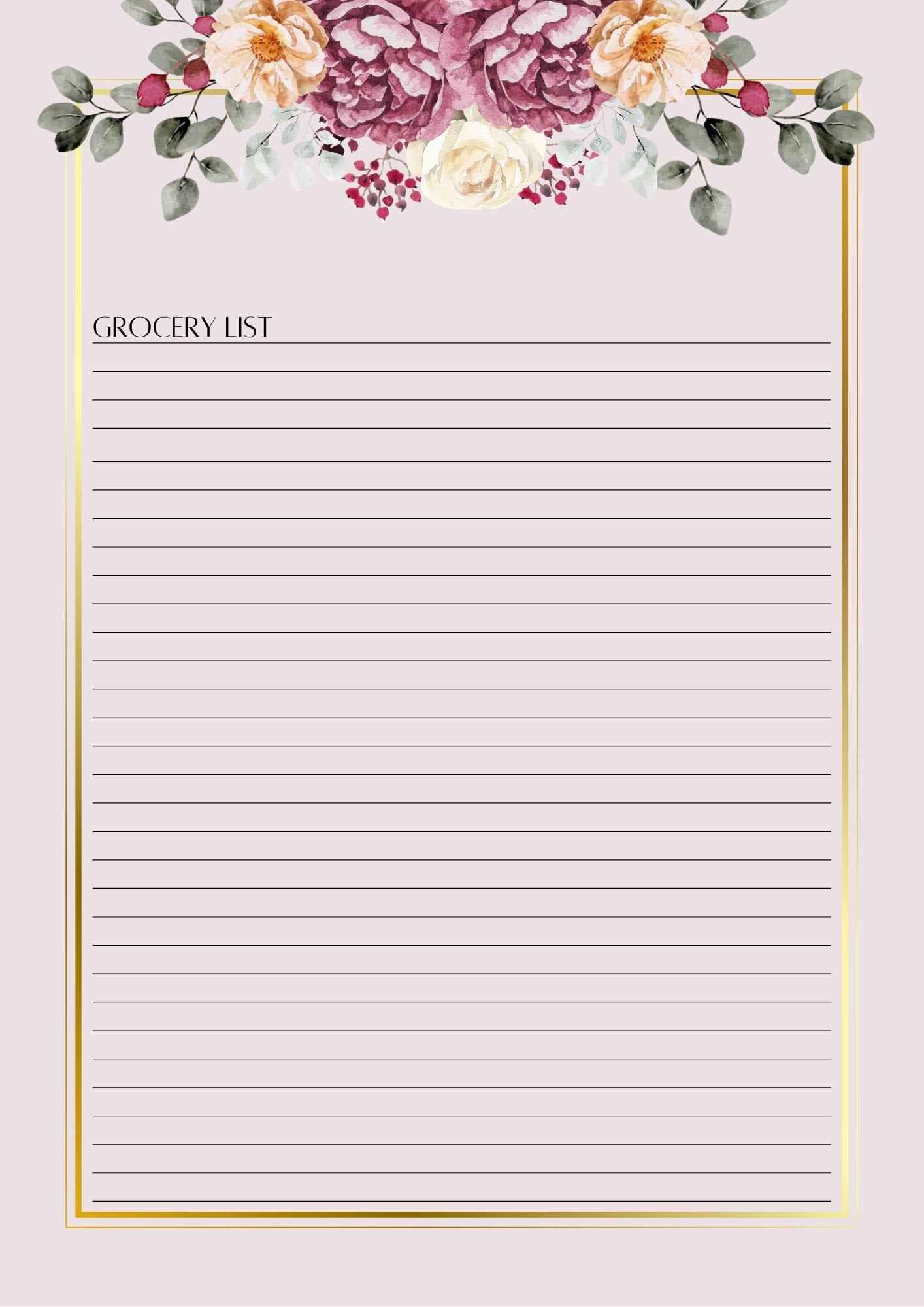 Pink and Gold Floral Day Planner Set: Weekly Calendar (Digital Download) | A4 | 6x9