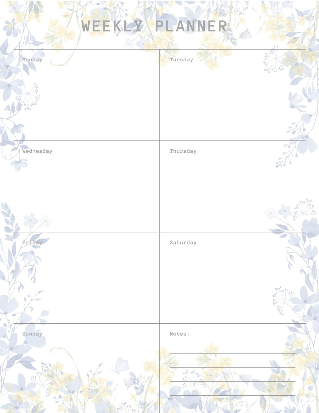 Floral Planner Printable Pages for Daily, Weekly, and Monthly Planning (A4)