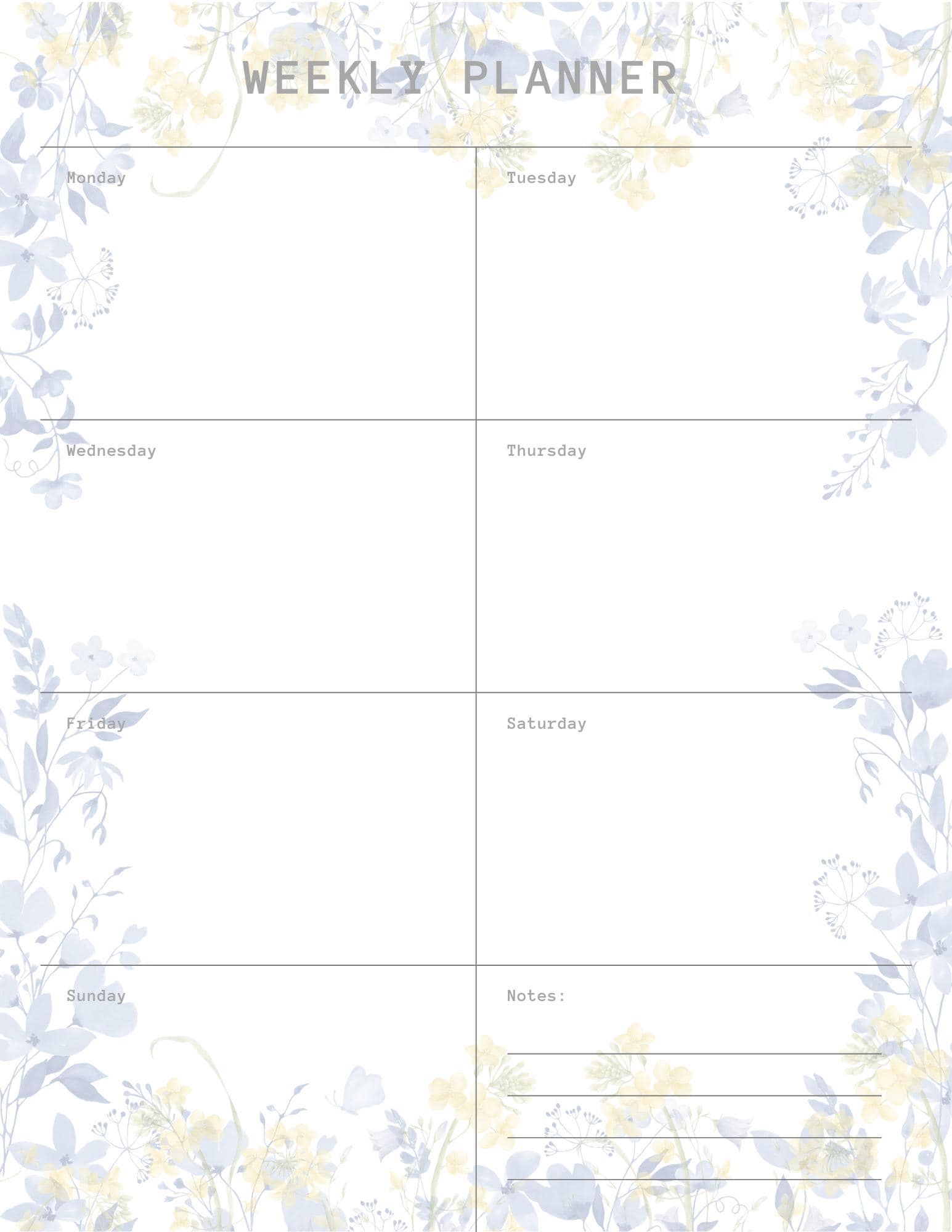 Floral Planner Printable Pages for Daily, Weekly, and Monthly Planning (A4)